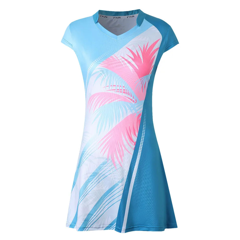 Women's Tennis Dress With Separate Shorts Short Sleeve Print Table Tennis Badminton Inner Shorts Gym Sports Dress The Clothing Company Sydney