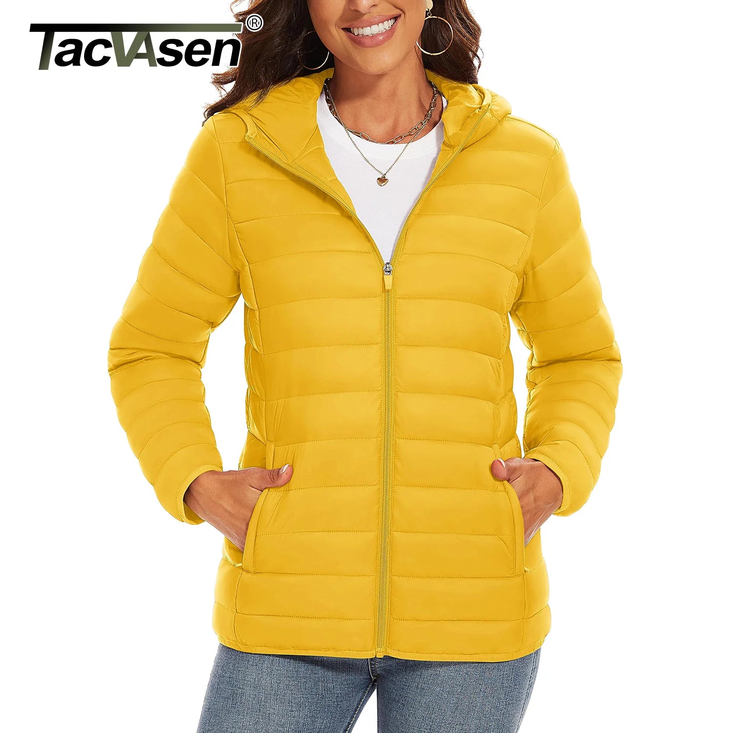 Warm Puffer Jackets Hooded Womens Full Zip Multi-pockets Quilted Jacket Winter Waterproof Camping Down Coat Lightweight Parka The Clothing Company Sydney