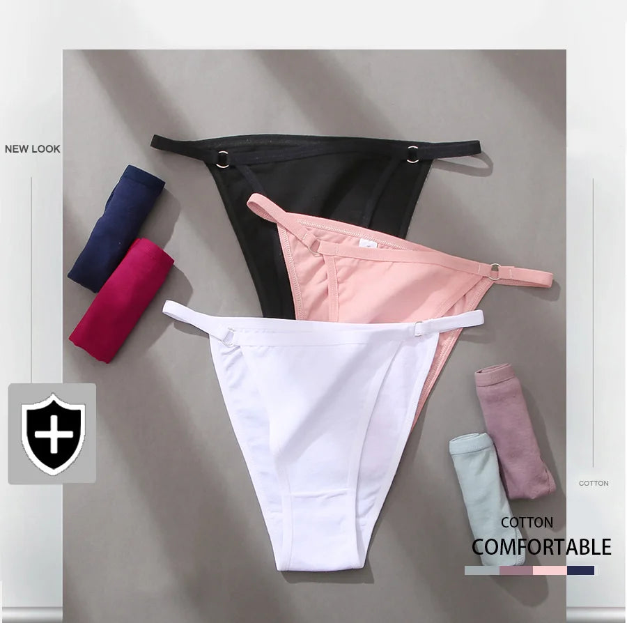 3 Pack Women's Cotton Panties Low Waist Bikini Briefs Ladies Underwear Soft Solid Underpants Lingerie The Clothing Company Sydney