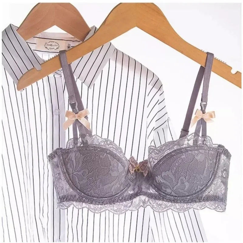 2 Piece Pull-up Bra with Bow Breathable Lace Bra Anti-slip Cup Date Night Set The Clothing Company Sydney