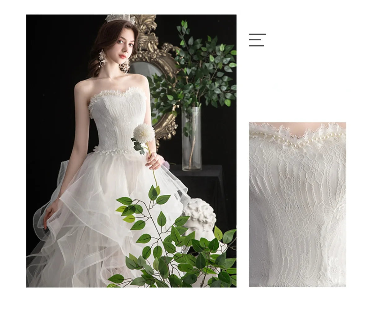 Long Back Light Wedding Dress Princess Fluffy Trailing Cake Skirt  Wedding Dress The Clothing Company Sydney