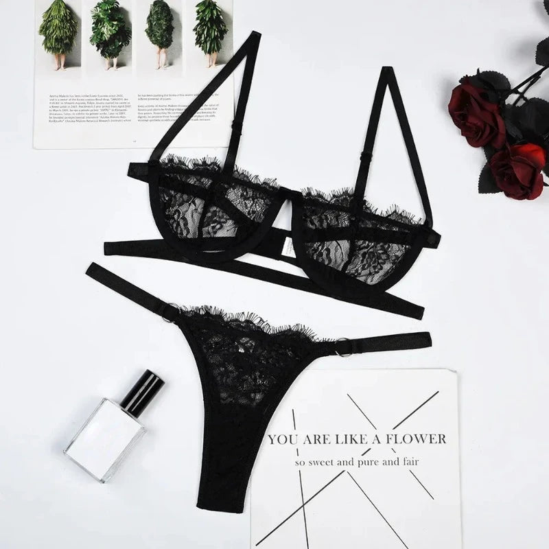 2 Piece Lingerie Woman Lace Transparent Underwear Fairy Embroidery Brief Push Up Bras Set The Clothing Company Sydney