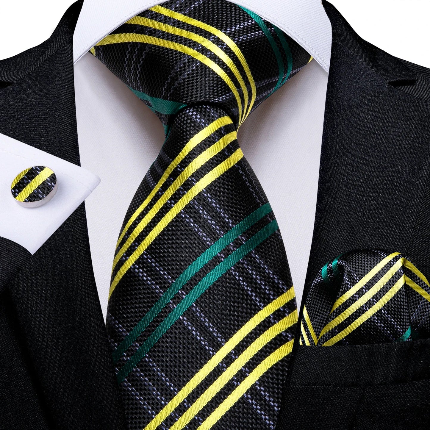 Plaid Print Men's Tie Set 8cm Width Neck Tie Handkerchief Cufflinks Business Wedding Tie Gift Set The Clothing Company Sydney