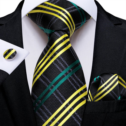 Plaid Print Men's Tie Set 8cm Width Neck Tie Handkerchief Cufflinks Business Wedding Tie Gift Set The Clothing Company Sydney
