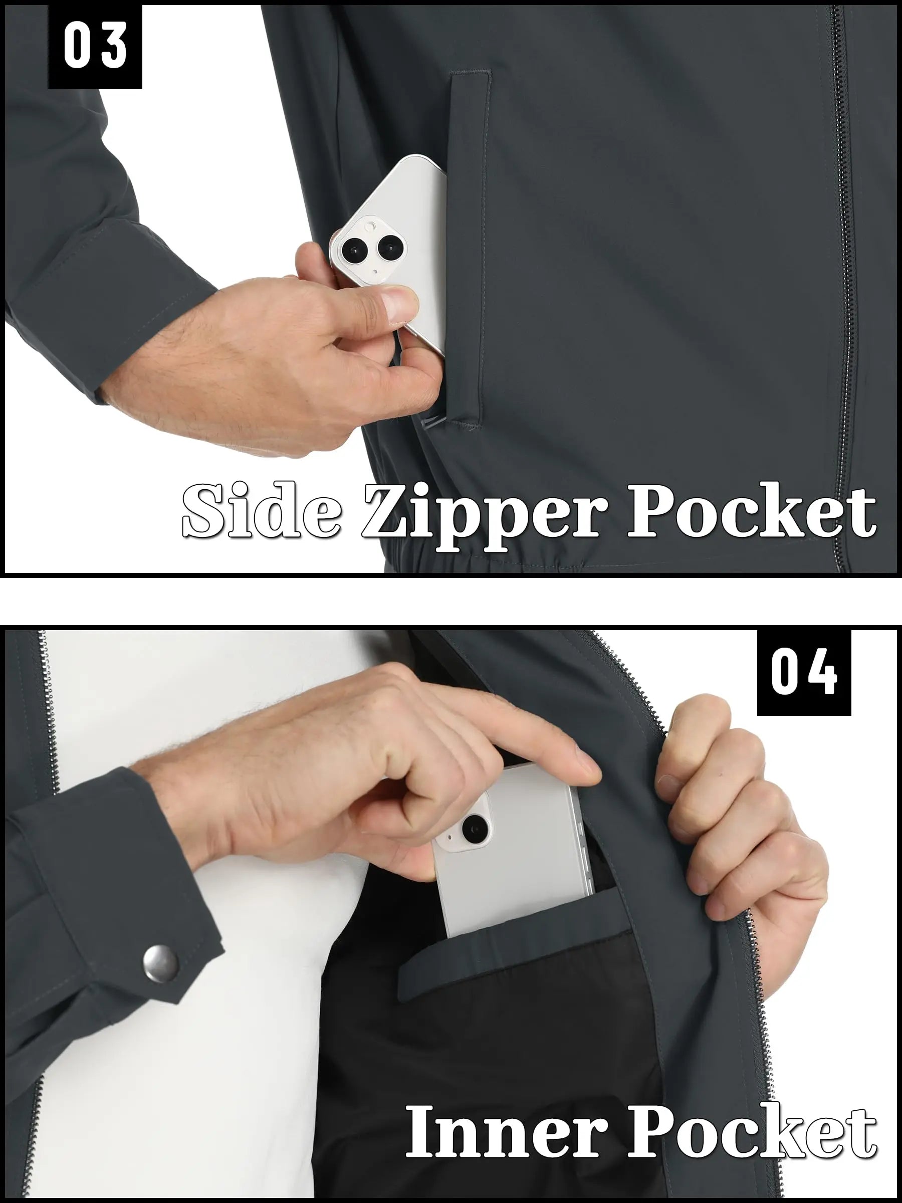 Lightweight Work Jackets Mens Fashion Tunic Style Zipper Pockets Bomber Jackets Full Zip Spring Fall Outerwear The Clothing Company Sydney