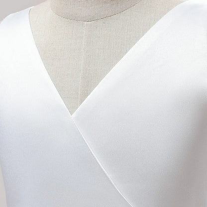 Girls Long White Bridesmaid Wedding Prom Gown Big Bow Party Communion Formal Evening Dress The Clothing Company Sydney