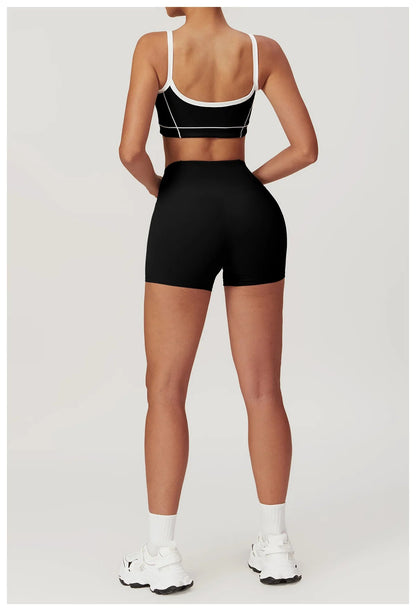 2 Piece Yoga Set Women Sport Bra Gym Workout Legging High Waist Wide Flare Pant Fitness Sports Shorts Active Wear Suit The Clothing Company Sydney