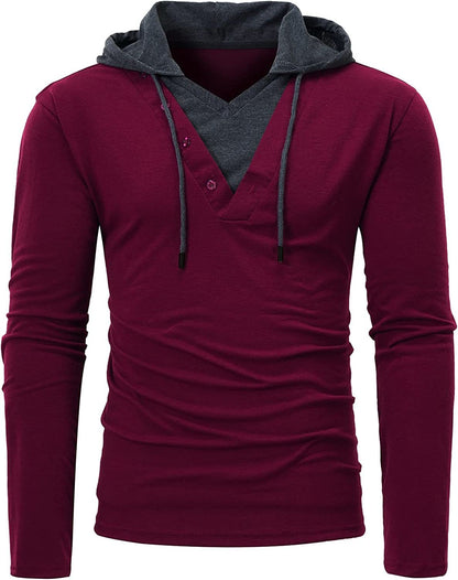 Men's Hoodies Sweatshirts Long Sleeve Solid Patchwork Single Breasted Drawstring Lightweight Casual Street Home Clothing Top The Clothing Company Sydney