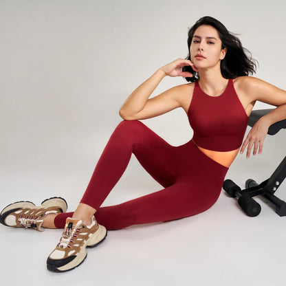 2 Piece Yoga Gym Running Leggings Crop Top Matching Outfit Set - The Clothing Company Sydney