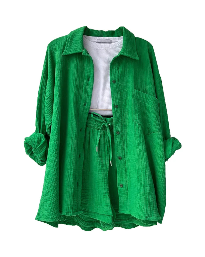 Summer Women's Suit Short Sets Outfits Suit Two Piece Button Up Matching Outfit Set - The Clothing Company Sydney