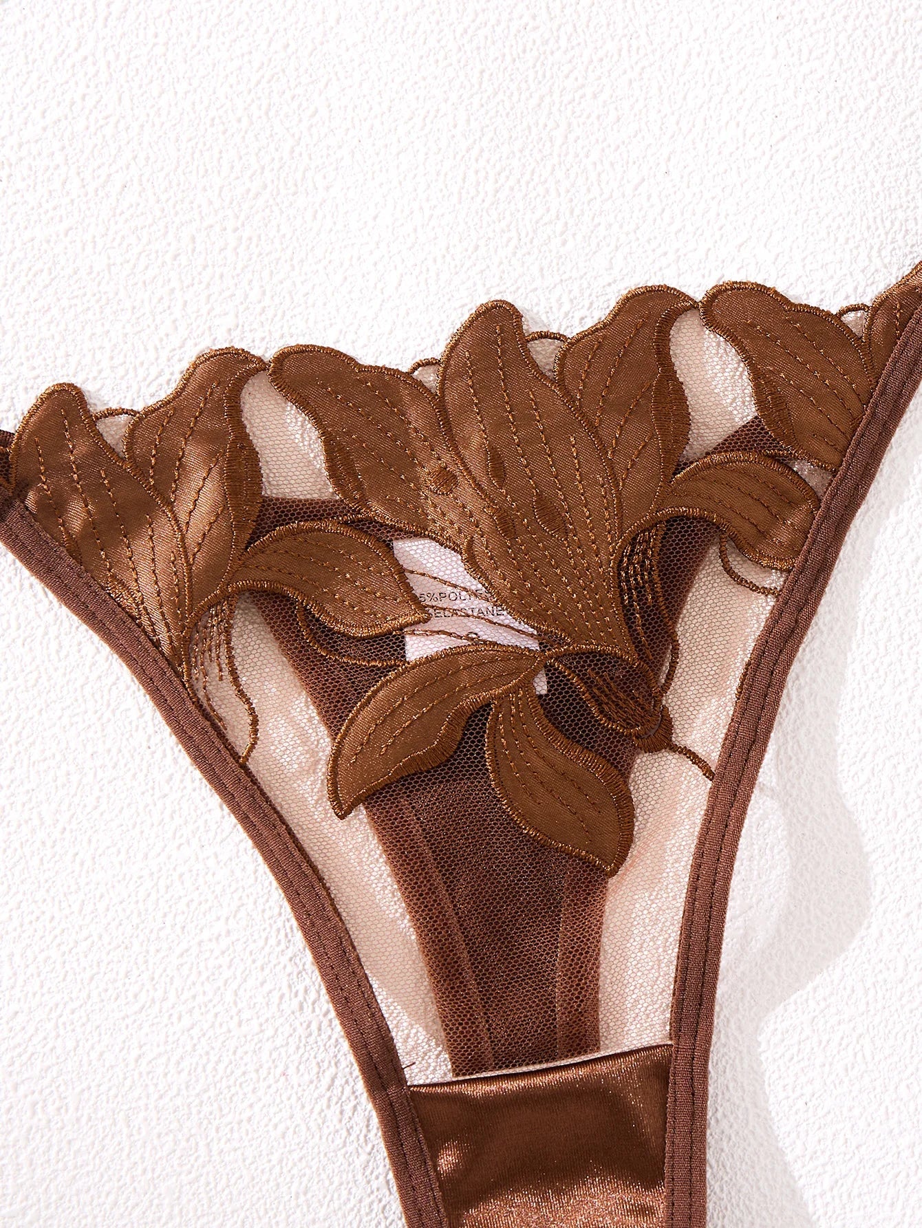 2 Piece Coffee Coloured Embroidered Print Floral Design Lingerie Set The Clothing Company Sydney