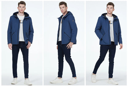 Men's  Lightweight Cotton Jacket Casual Trend Coat Male Windbreaker Coat hooded Jacket - The Clothing Company Sydney