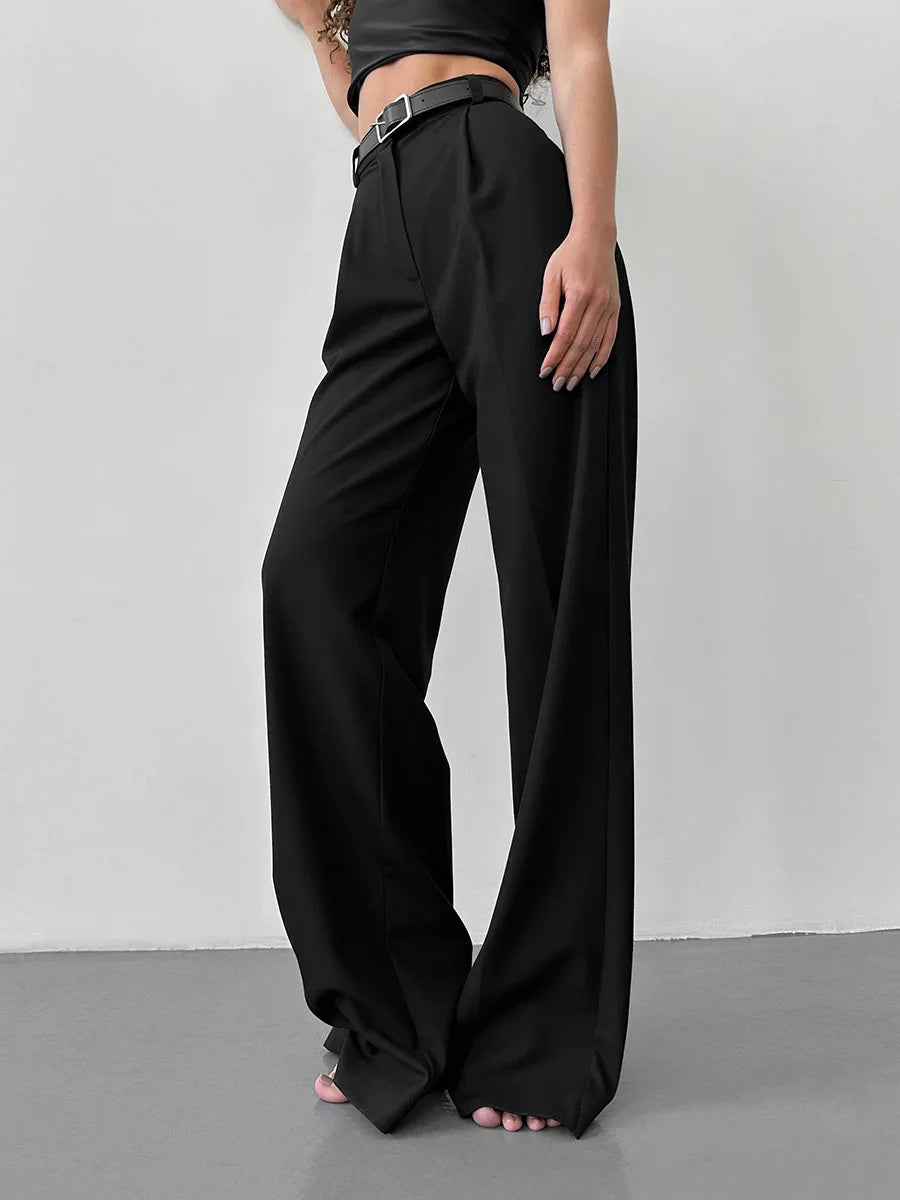 Classic Formal Straight Leg Pants Spring Summer Women's Versatile Casual Wear Loose Fit Wide Leg Pants The Clothing Company Sydney