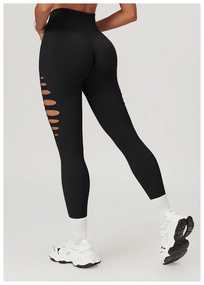 Seamless High-Waist Yoga Leggings – Hollow-Out Push-Up Workout Tights for Women - The Clothing Company Sydney