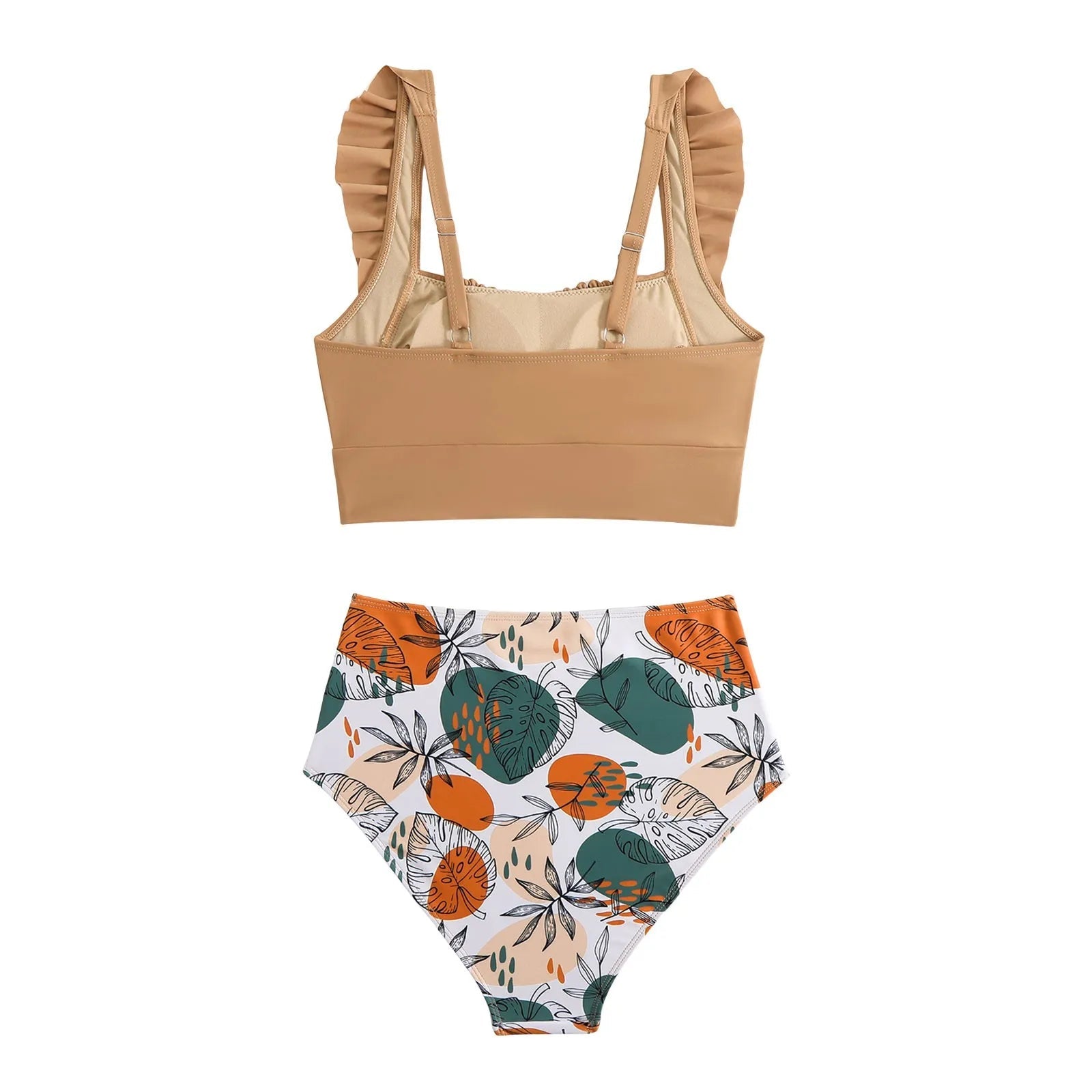 2 Piece Print Swimsuit Ruffle Swimwear Tops And High Waist Bikini Swim Shorts The Clothing Company Sydney