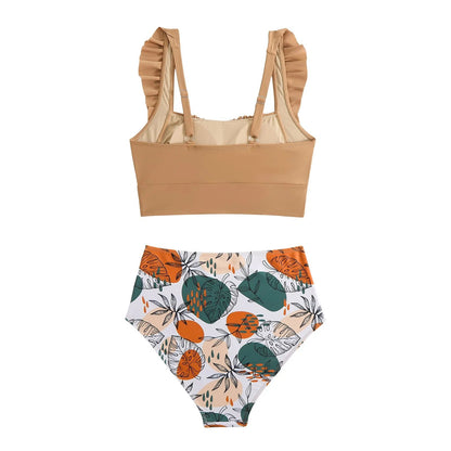 2 Piece Print Swimsuit Ruffle Swimwear Tops And High Waist Bikini Swim Shorts The Clothing Company Sydney
