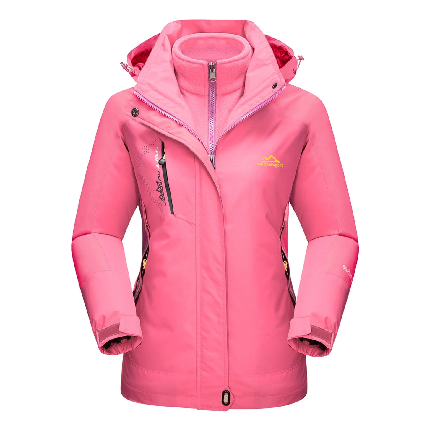 3 in 1 Fleece Lining Jackets Women's Winter Ski Snowboard Jacket Hooded Coats Windproof Water Resistance Hiking Parka - The Clothing Company Sydney