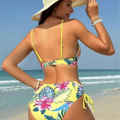 2 Piece Floral Print Swimsuit Beach Bikini Triangle Panty Swimwear Bikini Set - The Clothing Company Sydney
