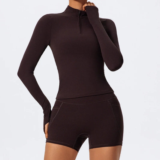 2 Piece Sports Suit Women Half Zipper Long Sleeves Slim Yoga Set Flared Activewear Gym Workout Sportswear The Clothing Company Sydney