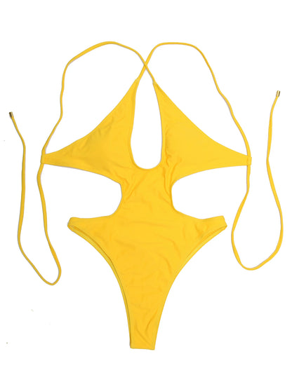 Solid Hollow Out One Piece Swimsuit Plus Size Swimwear Women Backless Bathing Suits Summer Beach Wear Monokini The Clothing Company Sydney