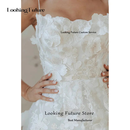 White Satin Wedding Dress Strapless Spaghetti Strap Elegant Dresses For Women 2024 Pleat Flower Backless Gowns The Clothing Company Sydney