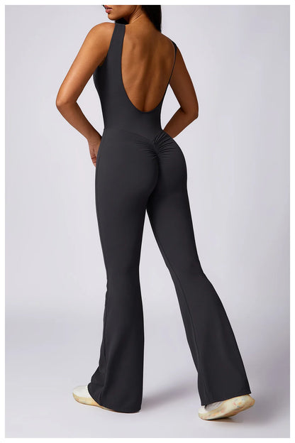Women's V Back Jumpsuit Gym Set Sports Jumpsuit Training Yoga Suit Fitness Rompers Stretch Workout Bodysuits Sportswear - The Clothing Company Sydney