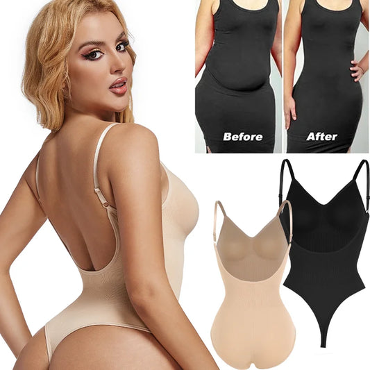 Womens Backless Bodysuits Seamless Shapewear Body Shaper Camisole Tops Corset Shapewear