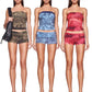 Women's Shorts Set 2 Piece Summer Outfits Star Print Crop Tube Tops with Fold Over Shorts for Streetwear Beach Y2K Ourfit Set The Clothing Company Sydney