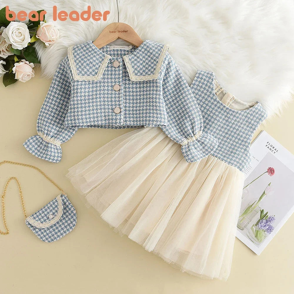 3 Piece Girls Clothes Spring Autumn New Girls Plaid Vest Dress Retro Outwear Coat Fashion Baby Party Outfits Set The Clothing Company Sydney