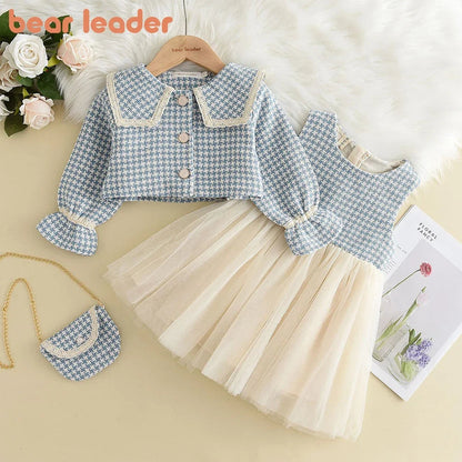 3 Piece Girls Clothes Spring Autumn New Girls Plaid Vest Dress Retro Outwear Coat Fashion Baby Party Outfits Set The Clothing Company Sydney