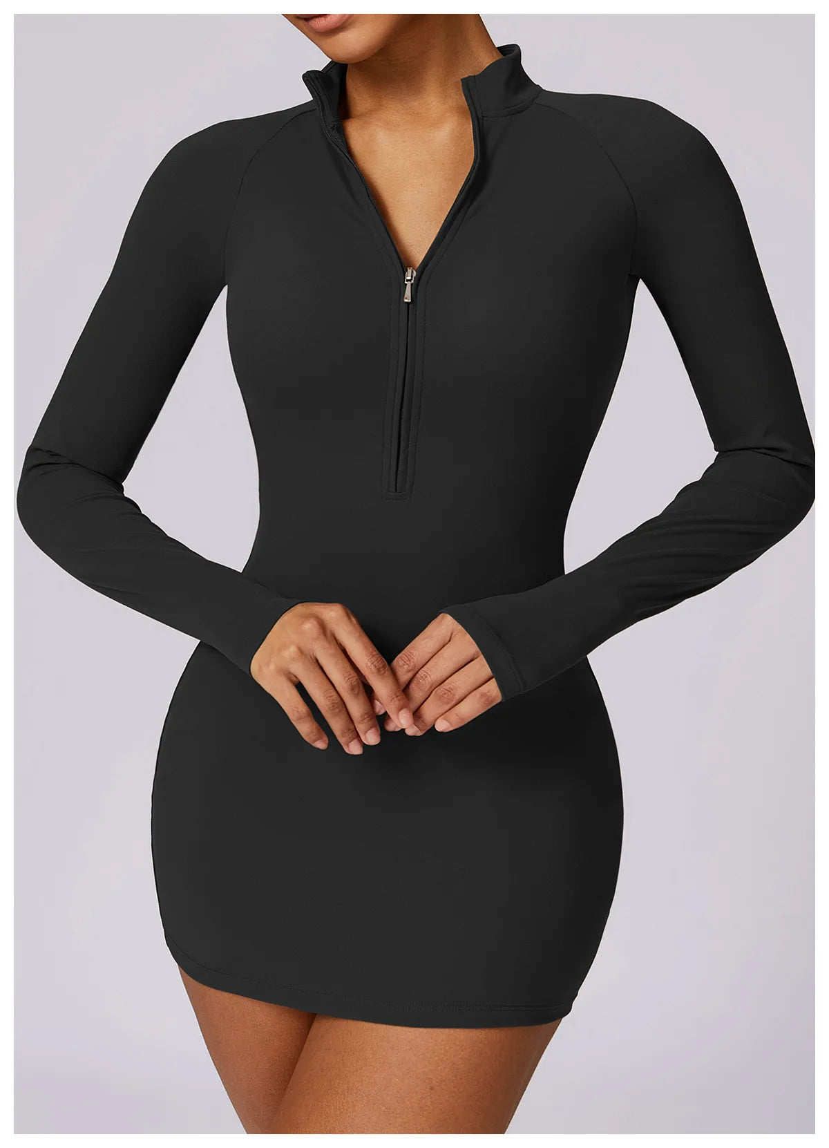 Zipper Long Sleeve JumpSuits Women Workout Tracksuit Short Skirt Sportswear Yoga Set Fitness Bodysuit Gym Clothes Yoga Suit - The Clothing Company Sydney