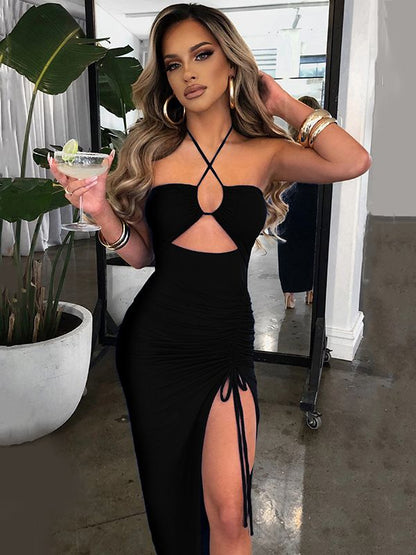 Hot Summer Halter Backless Sleeveless Cut Out Maxi Dress for Women Elegant Club Party Slit Dresses The Clothing Company Sydney
