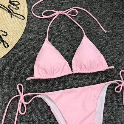 Neon Pink Brazilian Bikini Women Swimwear Halter Swimsuit Two piece Bikini set Bather Bathing Suit The Clothing Company Sydney