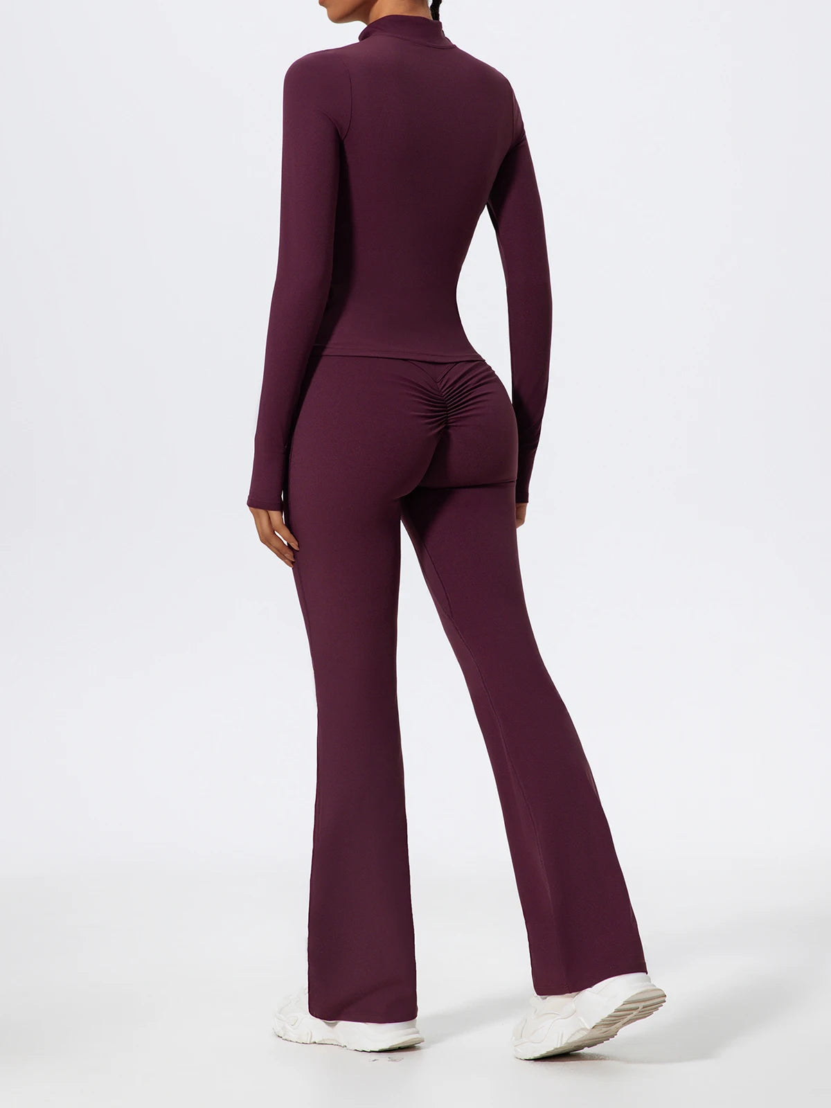 2 Piece Sports Suit Women Half Zipper Long Sleeves Slim Yoga Set Flared Activewear Gym Workout Sportswear The Clothing Company Sydney