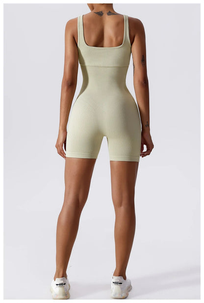 Women's Yoga Rompers One Piece Seamless Ribbed Jumpsuit Padded Sports Bra Romper Fashion Fitness Sportwear The Clothing Company Sydney