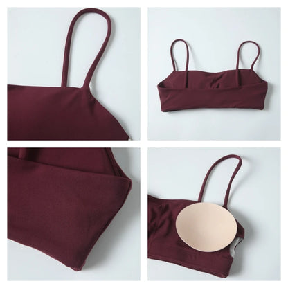 Women Two Piece Gym Workout Bra Yoga Set Shorts Fitness Wear Quick-Dry Sports Bra Flared Pants Suits - The Clothing Company Sydney