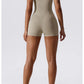 Summer Yoga Suit Women's Short One Piece Short Sleeve Gym Push Up Training Fitness Bodysuit Sportswear Outfit