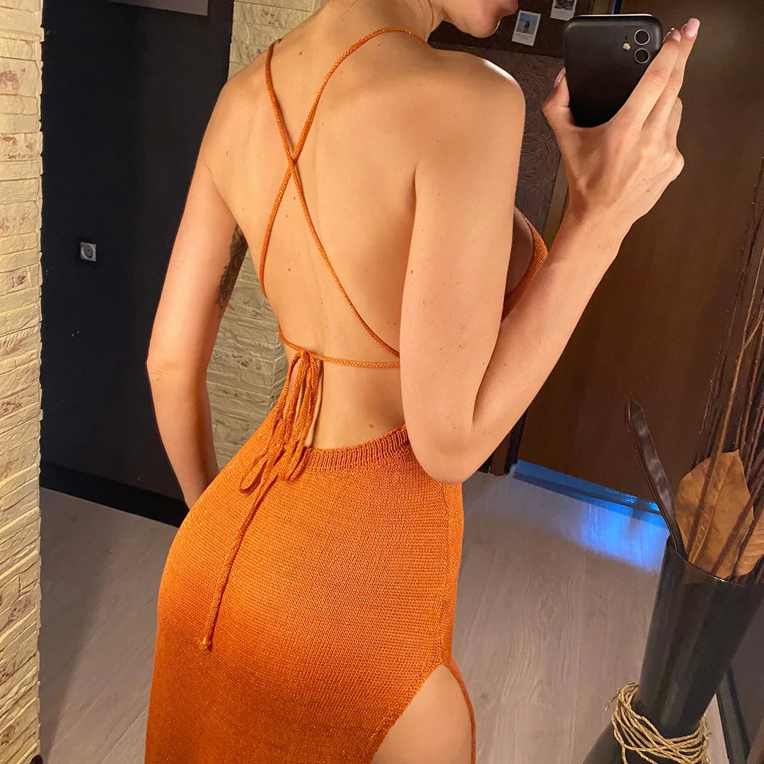 High Slit Crochet Knitted Tunic Beach Cover Up Cover-ups Beach Dress Beachwear The Clothing Company Sydney