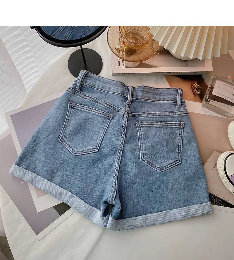 High Waist Plus-size Women Jeans Student Casual Versatile Trendy A- line Hot Pants Cotton Jeans Shorts The Clothing Company Sydney