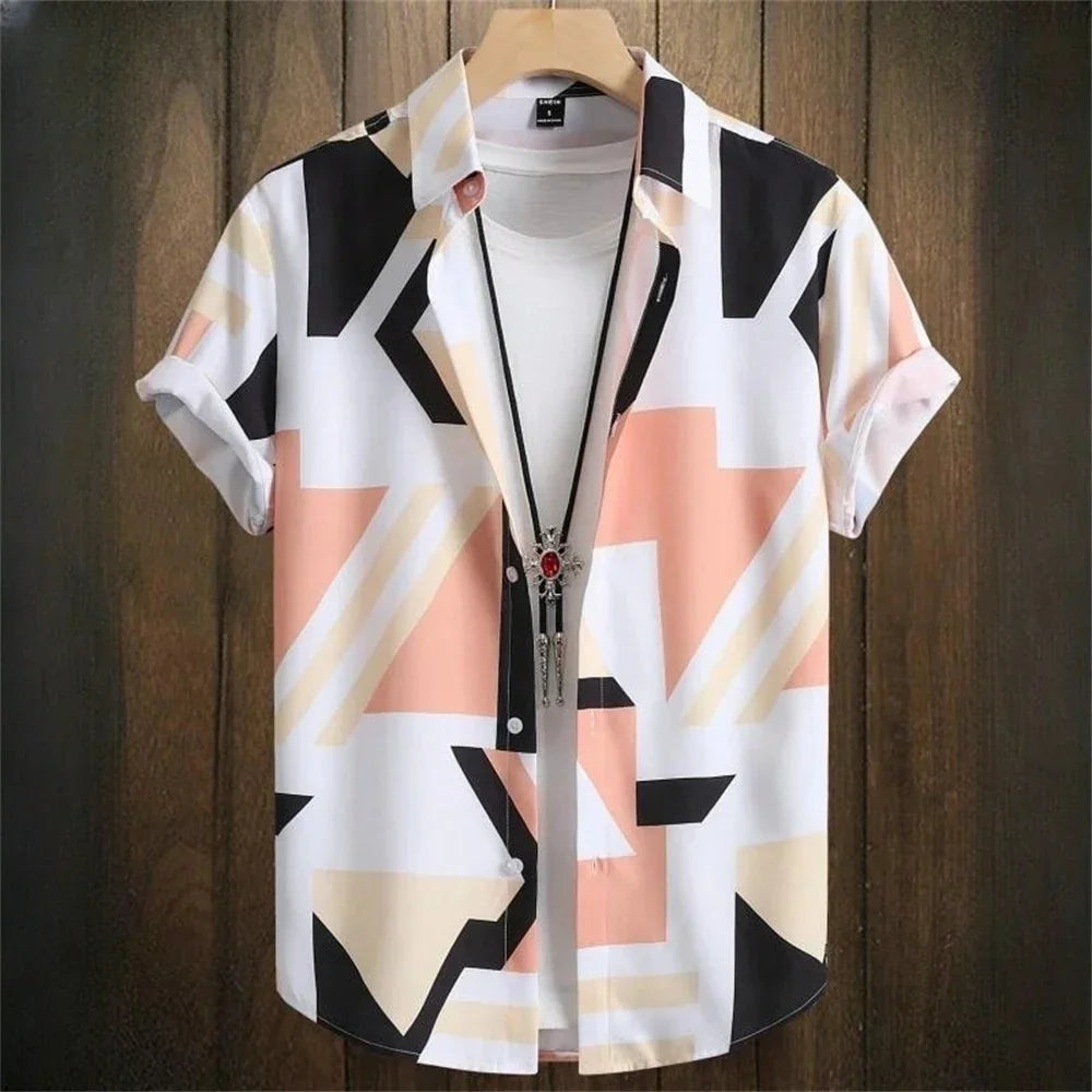 Short-sleeved shirt Floral Print Summer Beach casual men's Shirt - The Clothing Company Sydney
