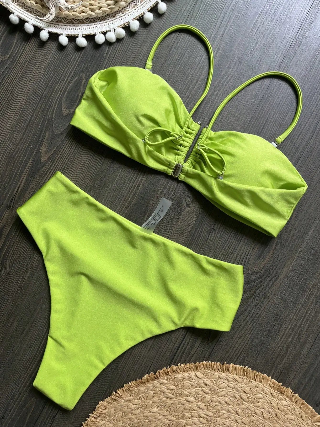 2 Piece Bandeau Bikini Push Up Swimsuit Swimwear Brazilian Bikini Set Thong Swim Suits Solid Beachwear The Clothing Company Sydney
