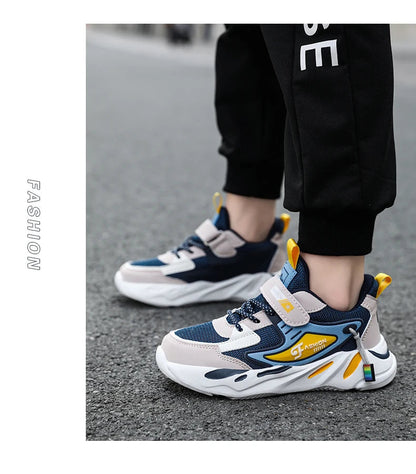 Boys’ Breathable Mesh Sneakers – Non-Slip Lightweight Kids Sports Shoes with Hook & Loop Closure (Ages 7–13) The Clothing Company Sydney