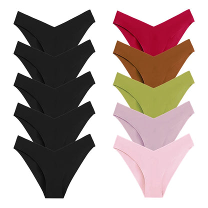 10 Pack Women's Seamless Panties V-Type Drop Waist Female Underwear Ice Silk Underpants Briefs The Clothing Company Sydney
