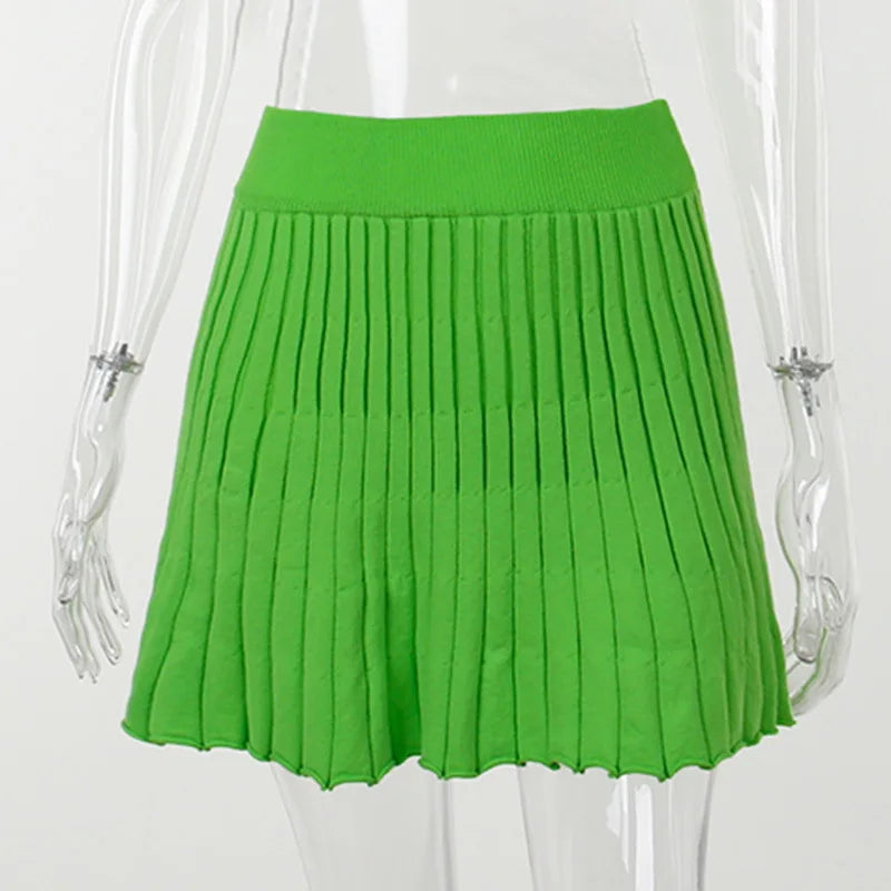 Elegant Knitted Dress Pleated Matching Outfits for Women Winter Mini Skirts 2 Piece Sets - The Clothing Company Sydney