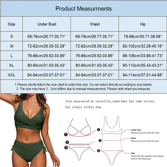 Split Twist Wrap Lace Up Hollow Out Swimsuit Two Piece Swimwear