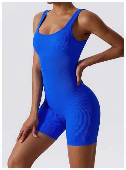 Women's Yoga Rompers One Piece Seamless Ribbed Jumpsuit Padded Sports Bra Romper Fashion Fitness Sportwear The Clothing Company Sydney