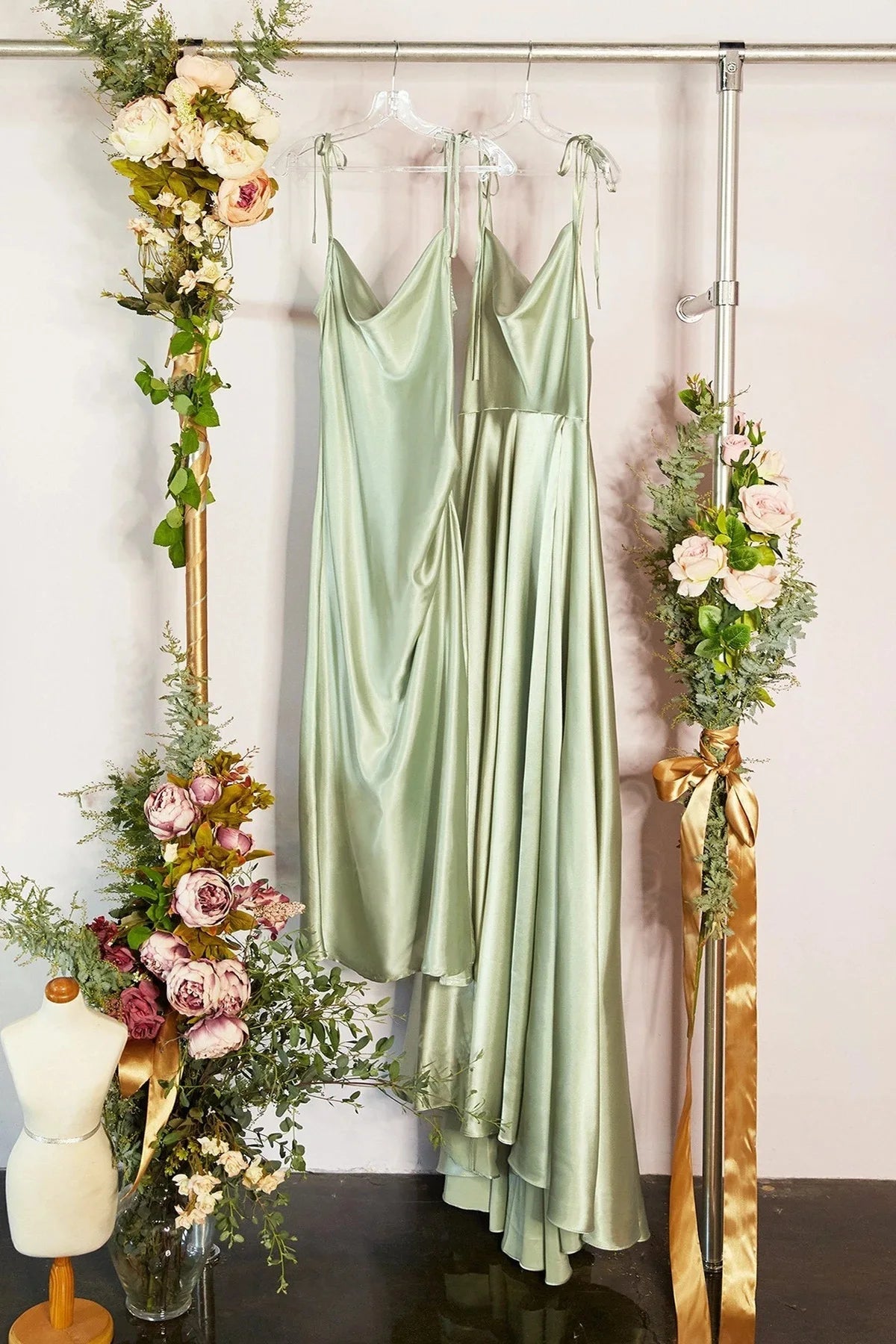 Mint Green Bridesmaid Dresses Side Slit Backless Gown Long Satin Spaghetti Strap Summer Evening Dress The Clothing Company Sydney
