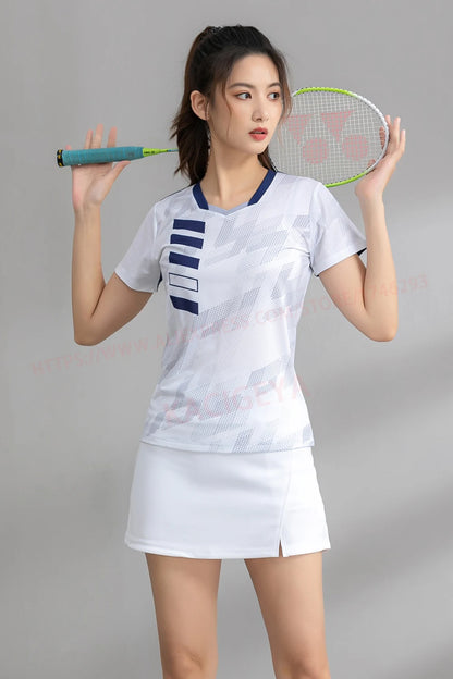 Exercise Training T  Women V Neck Badminton 3D Short Sleeves Summer Running Table Tennis Volleyball Team Yoga Shirts The Clothing Company Sydney