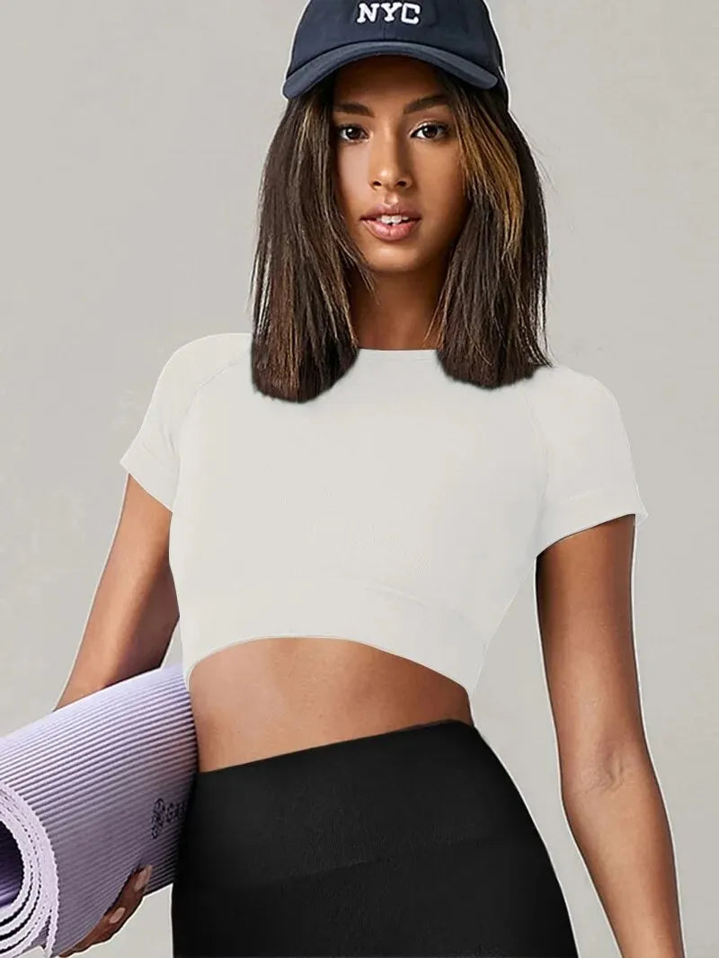 Women's Yoga Top Seamless Sport T Shirts Fitness Short Sleeve Shirt Gym Top Running Active Wear Sport Top The Clothing Company Sydney