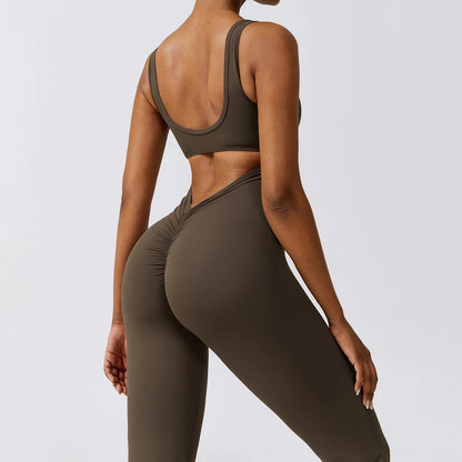 Open Back V Jumpsuit Gym Set Training Yoga Suit Sportswear Women Sports Jumpsuit Fitness Rompers Stretch Workout Bodysuits The Clothing Company Sydney